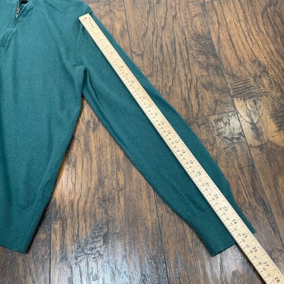 Banana Republic Sweater Medium Green Cotton Cashmere Blend 1/4-Zip Pullover Mens - Picture 10 of 11